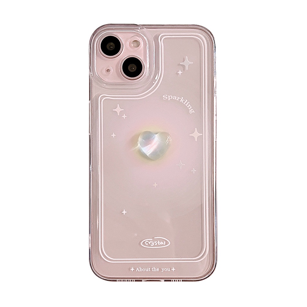 Case Pelindung Desain Hati Kristal 3D Transparan Untuk Iphone 7 8 PLUS XR XS 11 12 13 14 MINI PRO MAX SE 2020