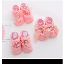 Kaos Kaki Bayi Rajut Anti Slip Pita New Born Perempuan 0-3TH