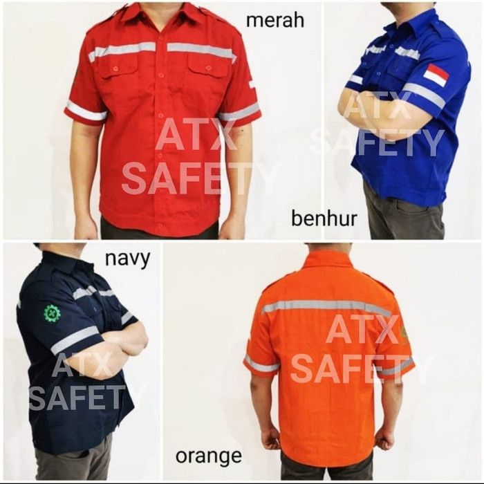 Wearpack Safety Lengan Pendek Baju Seragam Kerja Proyek Safety K3 - Navy/Dongker, M
