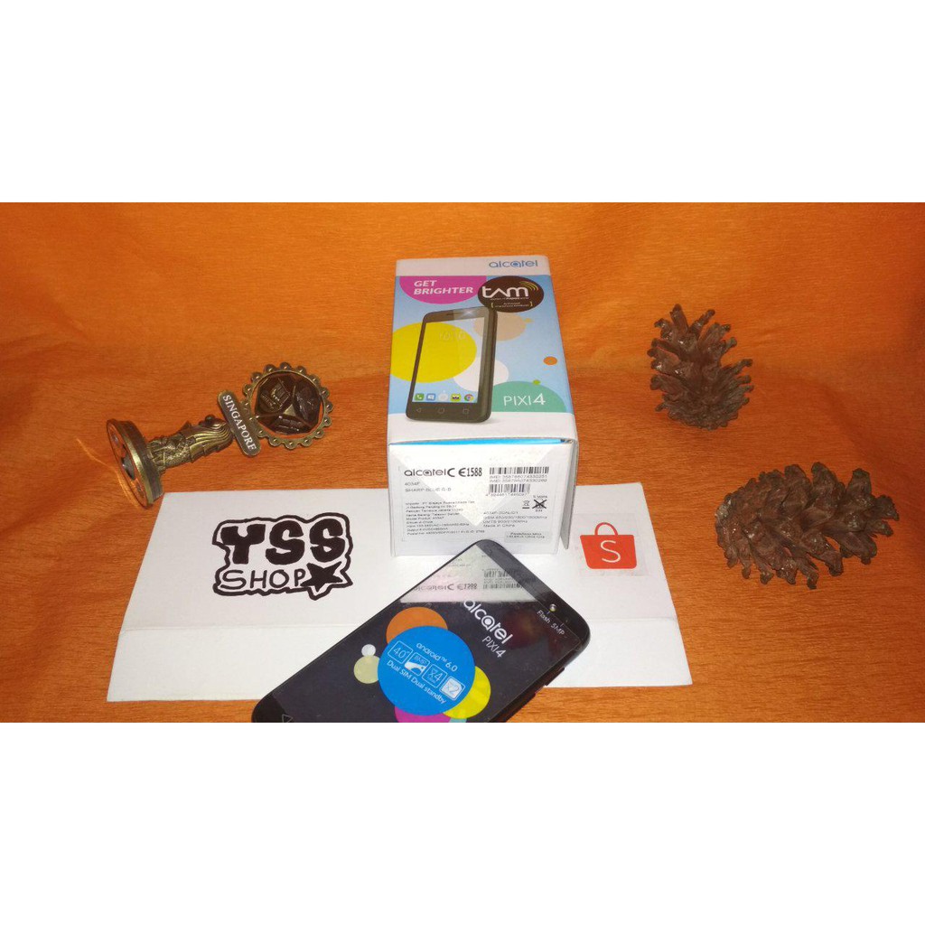 HP ANDROID MURAH , ALCATEL PIXI (4) 4034F , 1/8 , 3G/H+ ,  BIRU GARANSI TAM