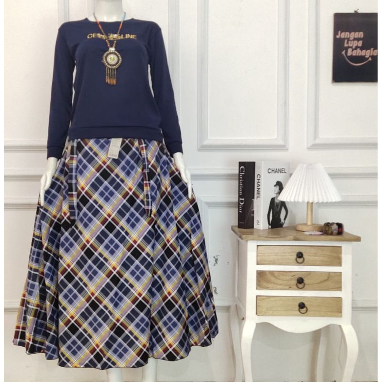 SETELAN ROK DIOR / PAKAIAN WANITA / ROK KOTAK KATUN JEPANG / ATASAN BABYTARY