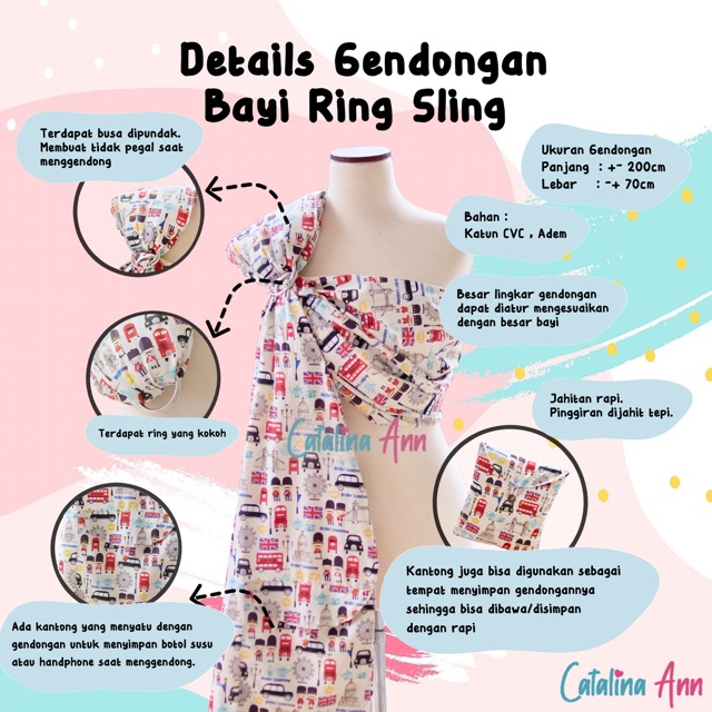 Gendongan Bayi Ring Sling Busa Motif