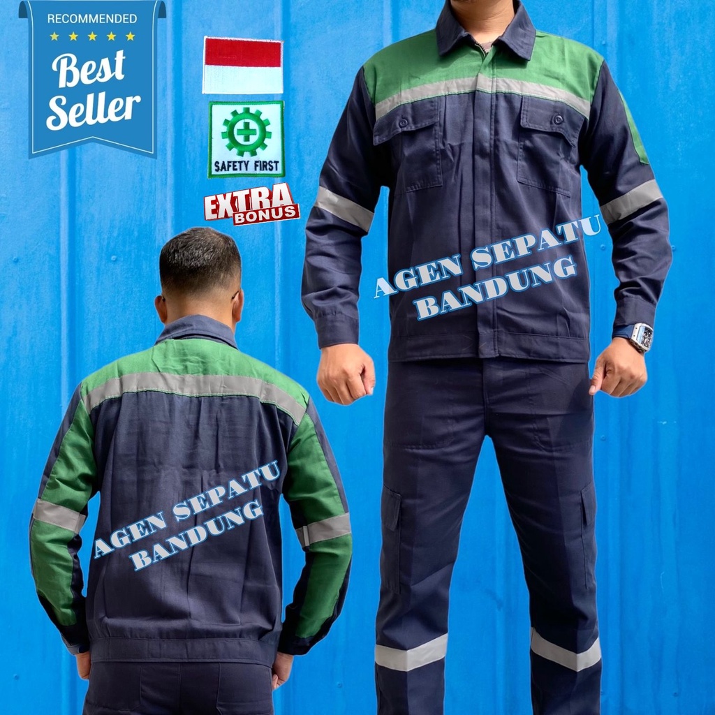 Atasan Kerja Lengan Panjang Kombinasi / Wearpack Safety / Setelan Baju Kerja / Baju Proyek / Baju Bengkel / Kemeja Panjang