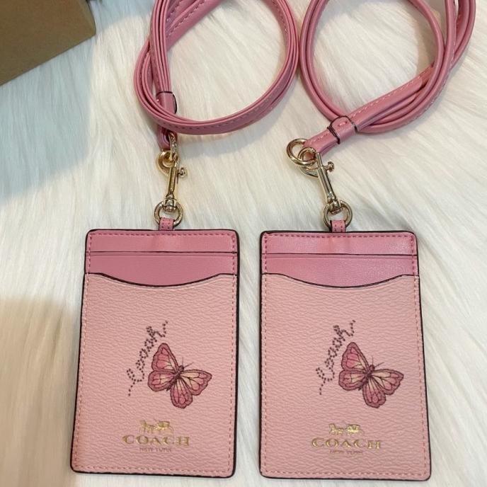 

Coach Butterfly Blossom Pink ID Lanyard 100% Original Coach