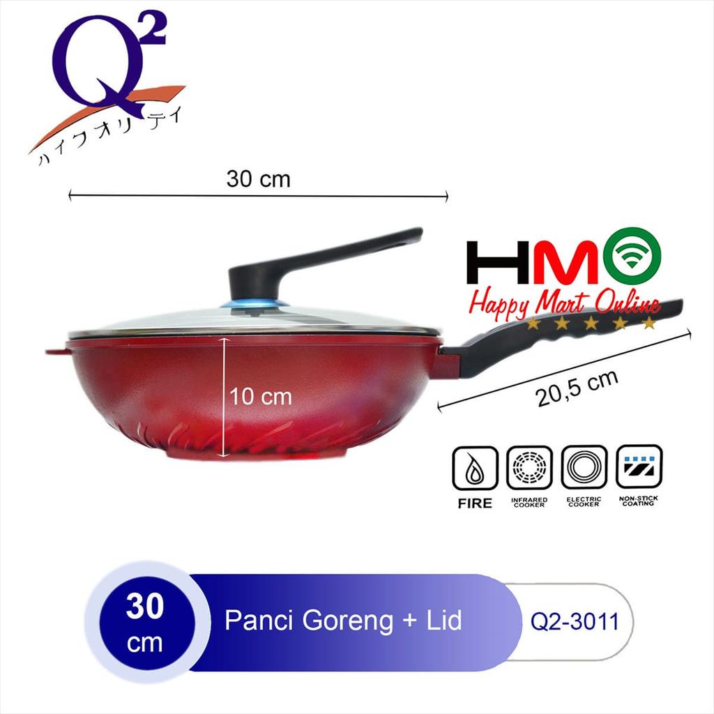 Panci Wajan Marble Diameter 30 CM Wok Pan Marble Coating Anti Lengket Q2 3011