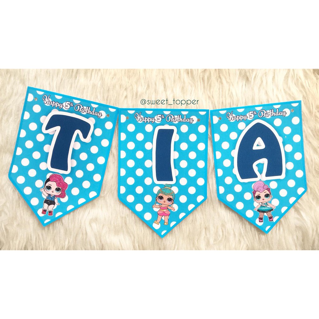 Bunting flag Hiasan  Pesta Custom nama tema Shopee 