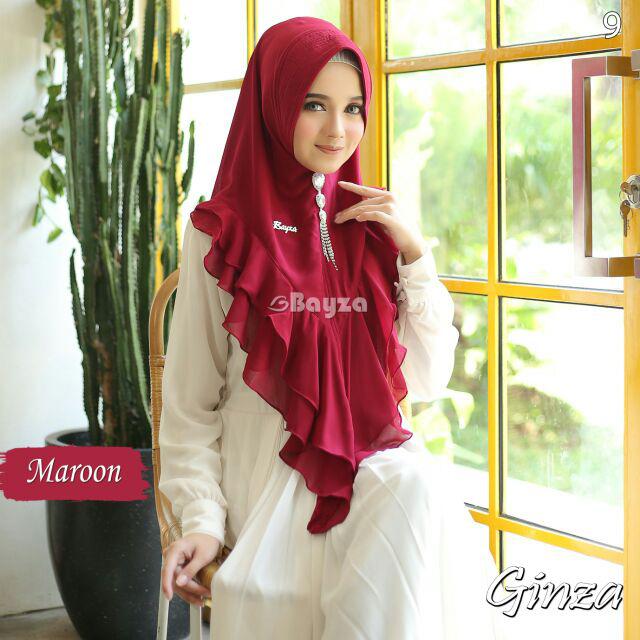 Jilbab Khimar Ginza ORIGINAL Bayza Hijab Sayra Group-Maroon