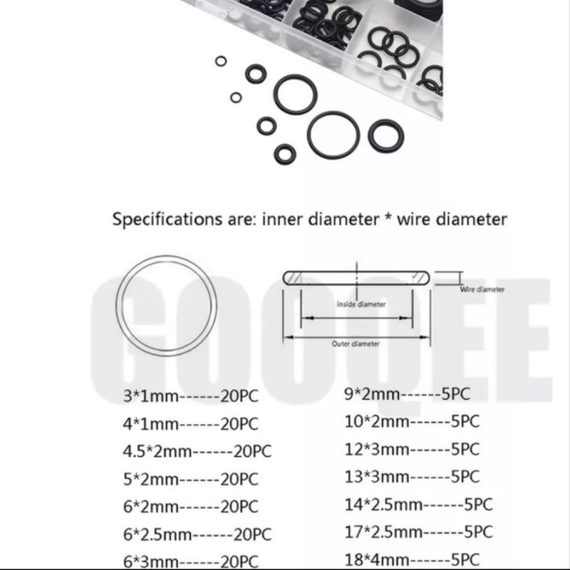 225pcs O Ring Seal Set Oring Kit Sil Gasket Paking Part Mesin Washer