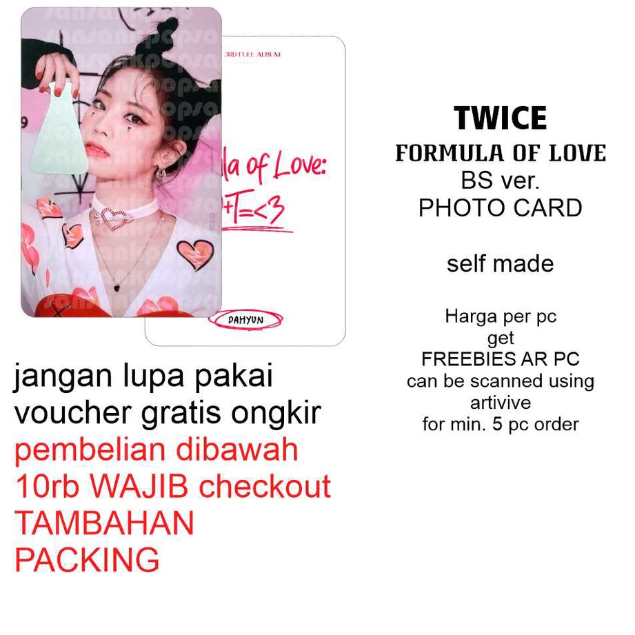 photocard twice FORMULA OF LOVE PC VER.BS UNOFF