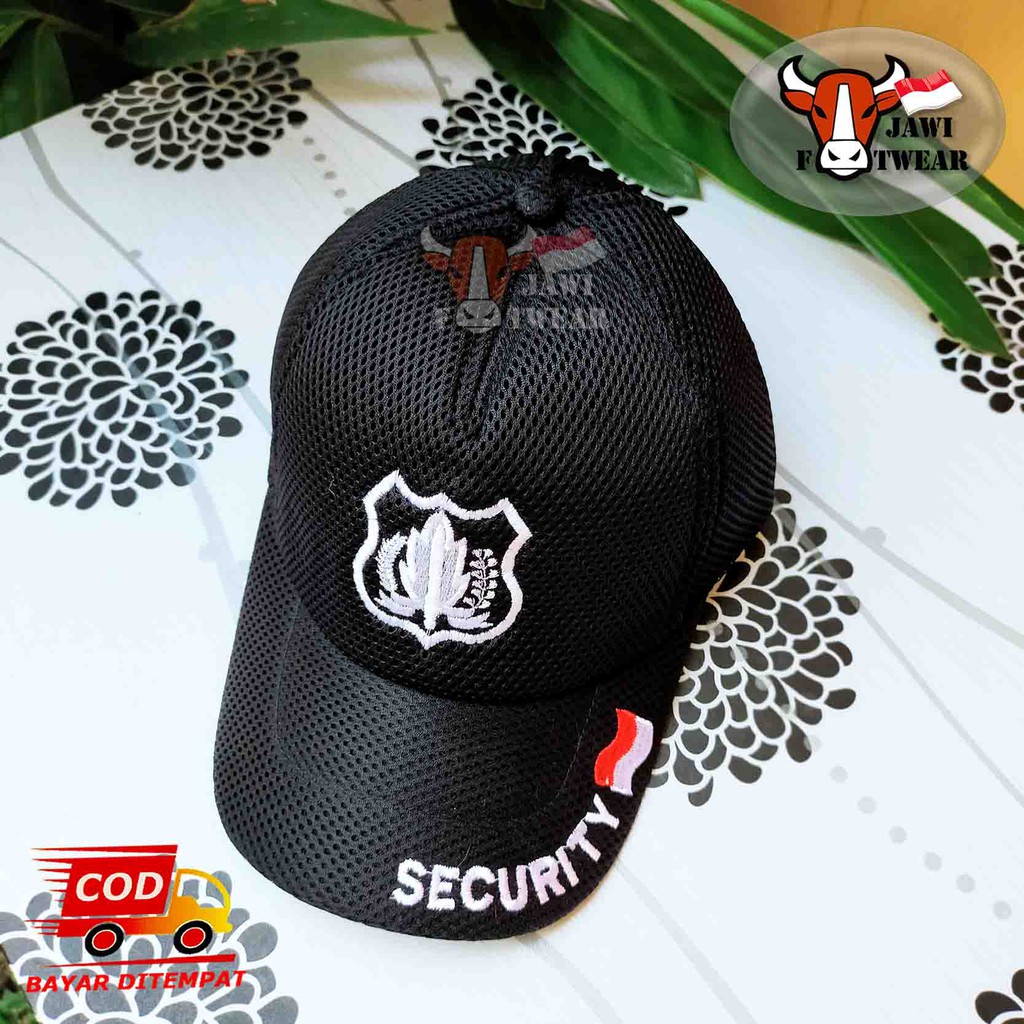 Topi Satpam Security Bordir Hitam Putih