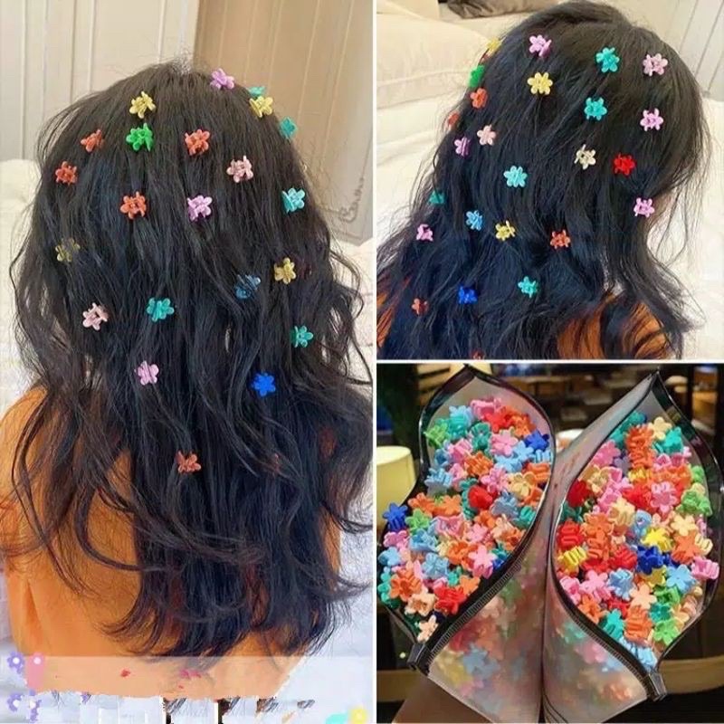 50PCS FREE POUCH JEPITAN JEPIT RAMBUT KECIL BENTUK BUNGA - AKSESORIS JEPIT RAMBUT ANAK