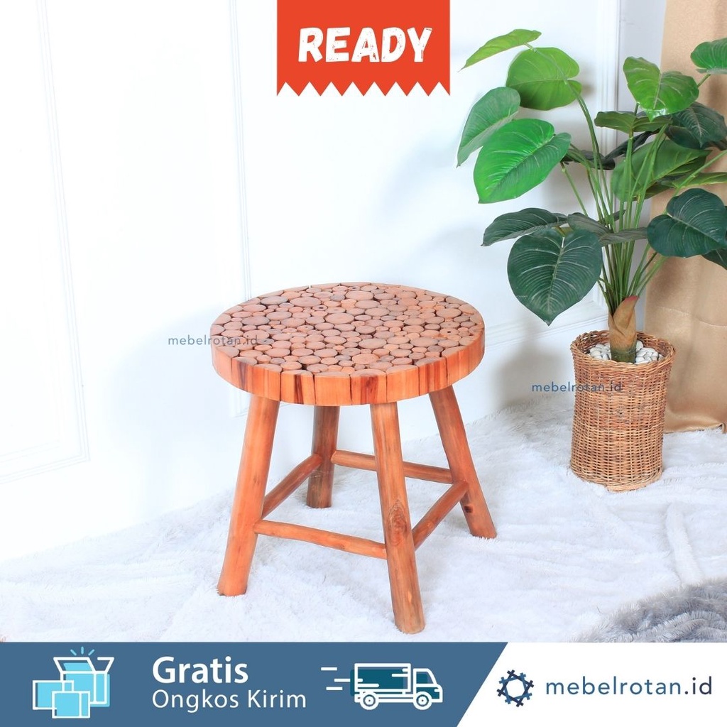 MEJA TAMU KECIL TERAS BUNDAR KAYU JATI GALICE | SIDE TABLE