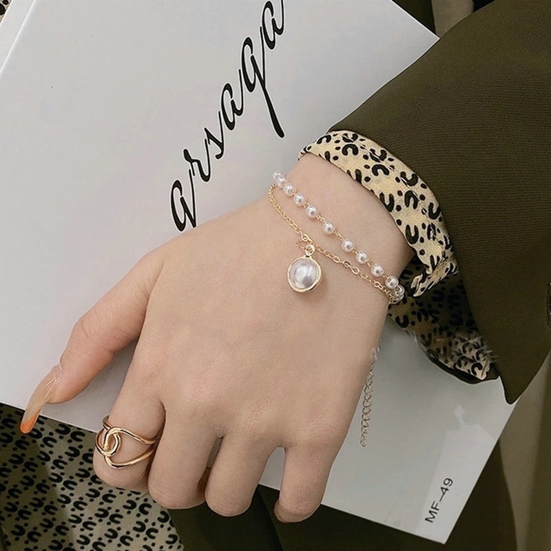 Gelang Mutiara Double Layer Gaya Korea Untuk Wanita