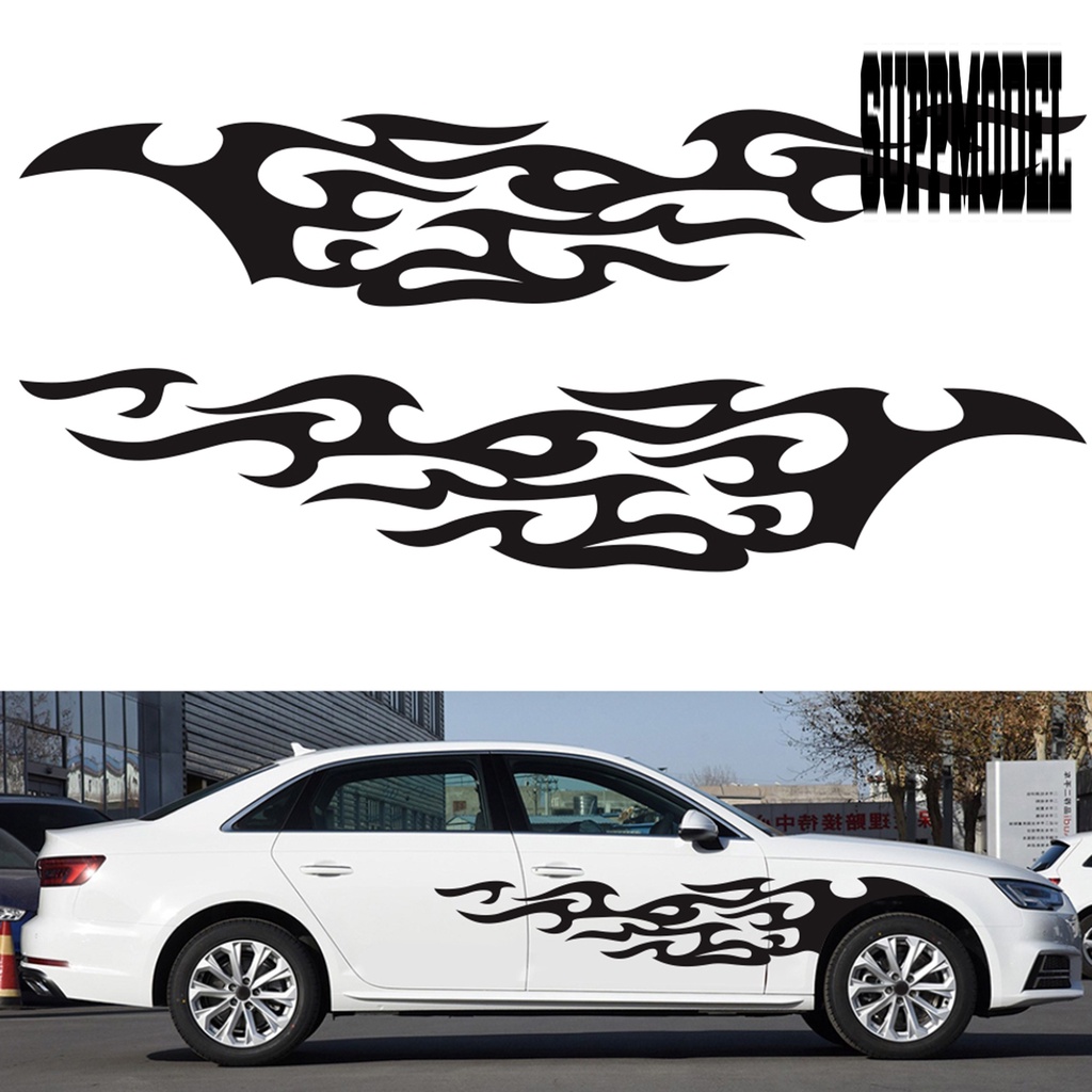 2pcs Stiker Decal Motif Api Untuk Dekorasi Mobil SUV