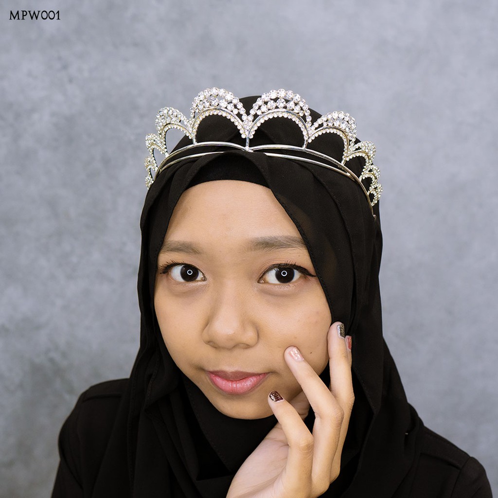 [SIAP KIRIM] MAHKOTA HIJAB BRIDAL PESTA AKSESORIS PENGANTIN SILVER MPW001