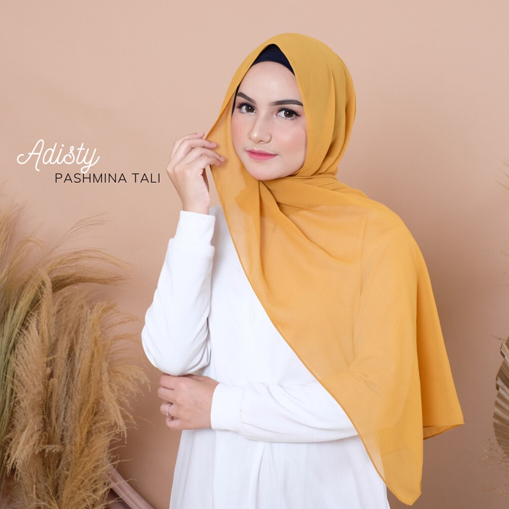 Pasmina Ceruty Tali Baby Doll Import / Jilbab Pashmina Murah Bahan Ceruty  175 x 75 cm Adisty