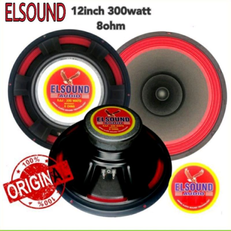 PROMO speaker Elsound 12inch full range Hitam dan Merah original