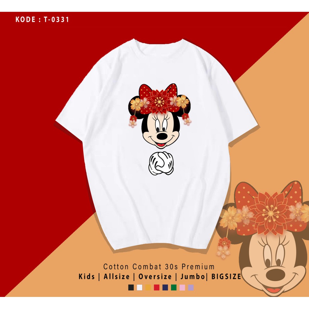 FREE CUSTOM NAMA - MICKEY MINNIE KIONGHI /BAJU KAOS KATUN WANITA LENGAN PENDEK / TUMBLR TEE IMLEK