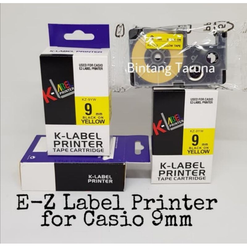 Tape Catridge EZ-Label Printer 9mm Label Tape KZ-9YW K-Label for Casio