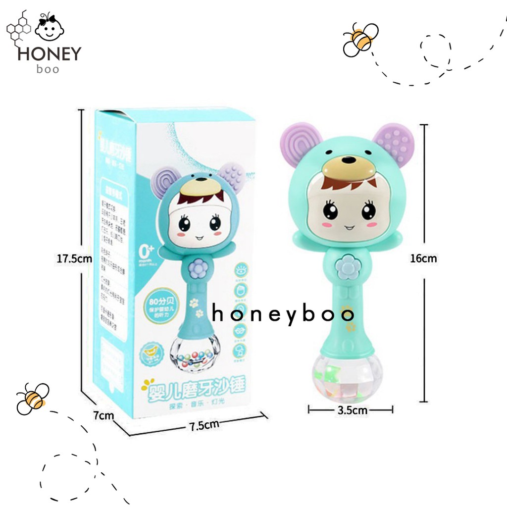 Honey Boo - Mainan Bayi Tongkat Genggam Rattle Stick Dengan Musik dan Lampu-1