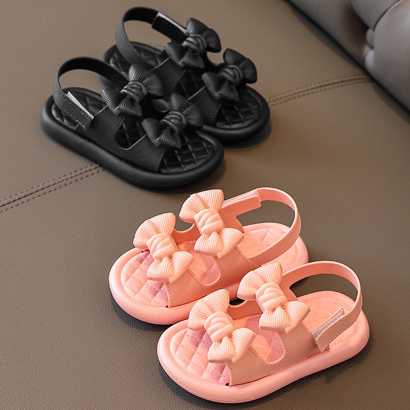 0112 NEW Sepatu sandal / sepatu flat bayi dan anak motif dua pita cute