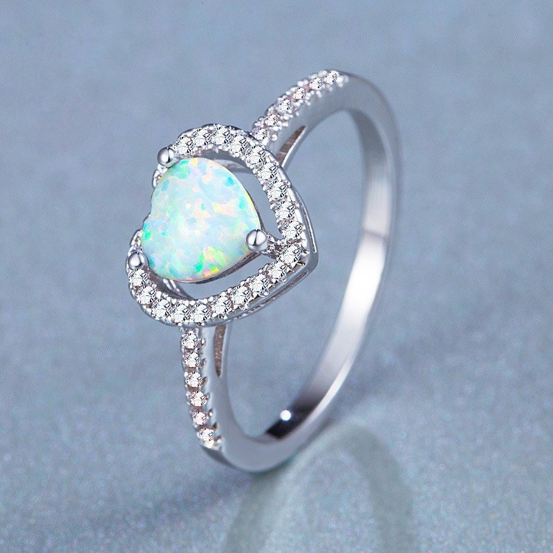 New cross-border jewelry opal diamond love ring