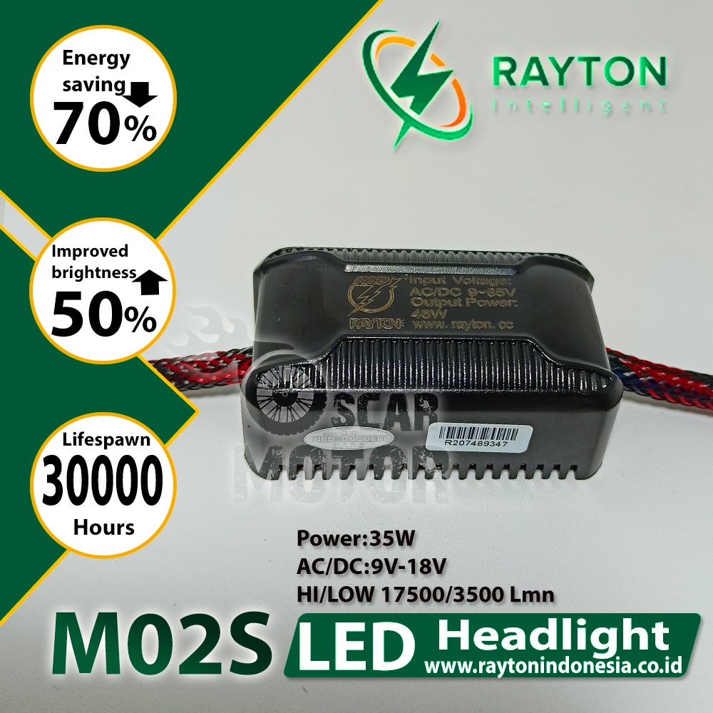 HID LAMPU UTAMA Rayton M02S With Fan Led Headlamp RTD Modul Kipas 50W motor motor