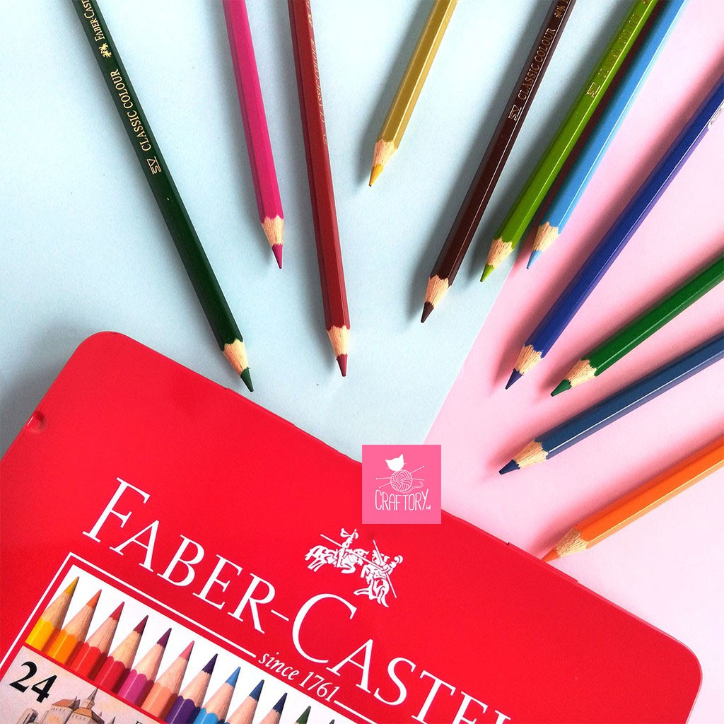 

Faber Castell 24 Classic Colour Pencil Pensil Warna Kemasan Kaleng (Tin Case)