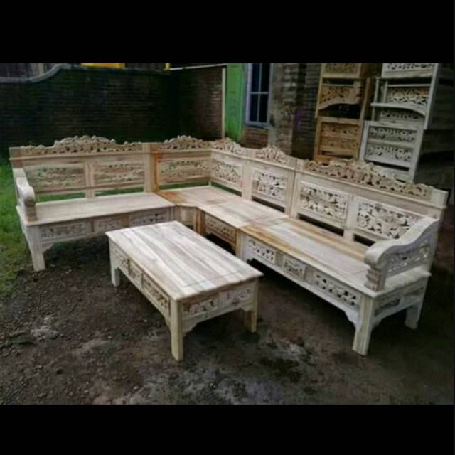 Kursi sudut minimalis jati mentahan