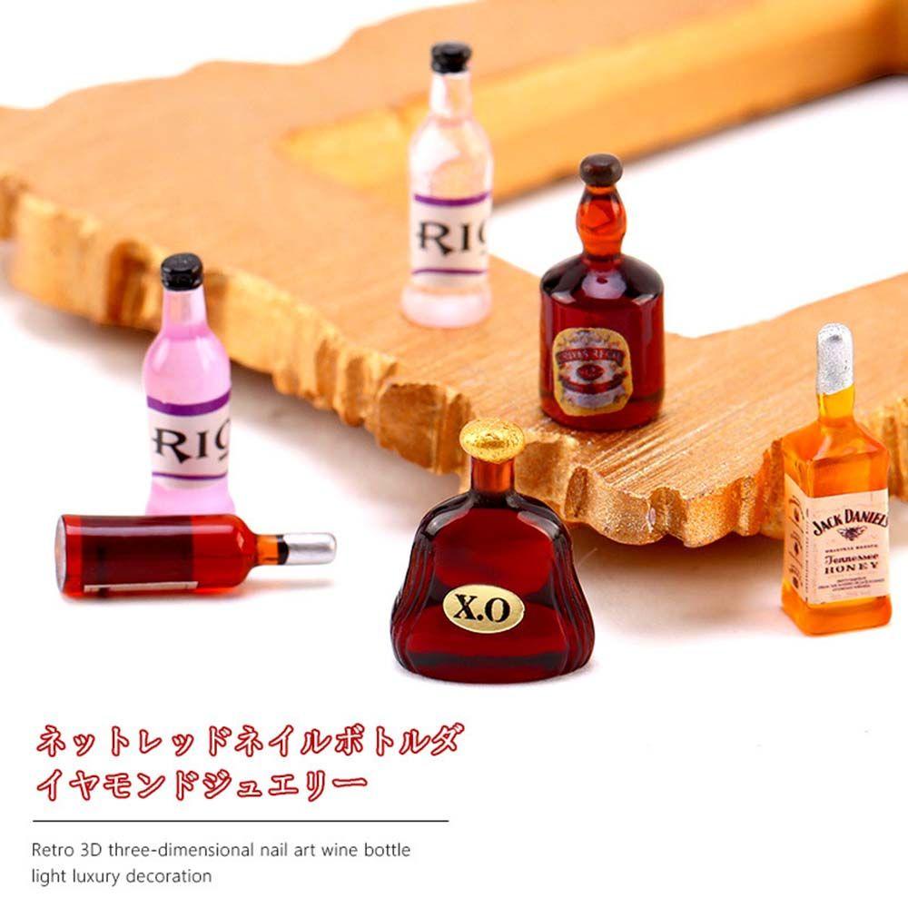 Agustinina Botol Anggur Nail Art Perhiasan Lucu Retro INS-style Stereo XO Wine Anggur Merah DIY Ornamen