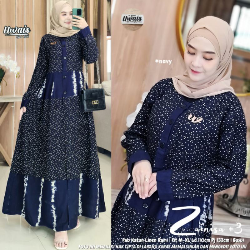 gamis zainisa #3 maxy by uwais (katun linen rami)