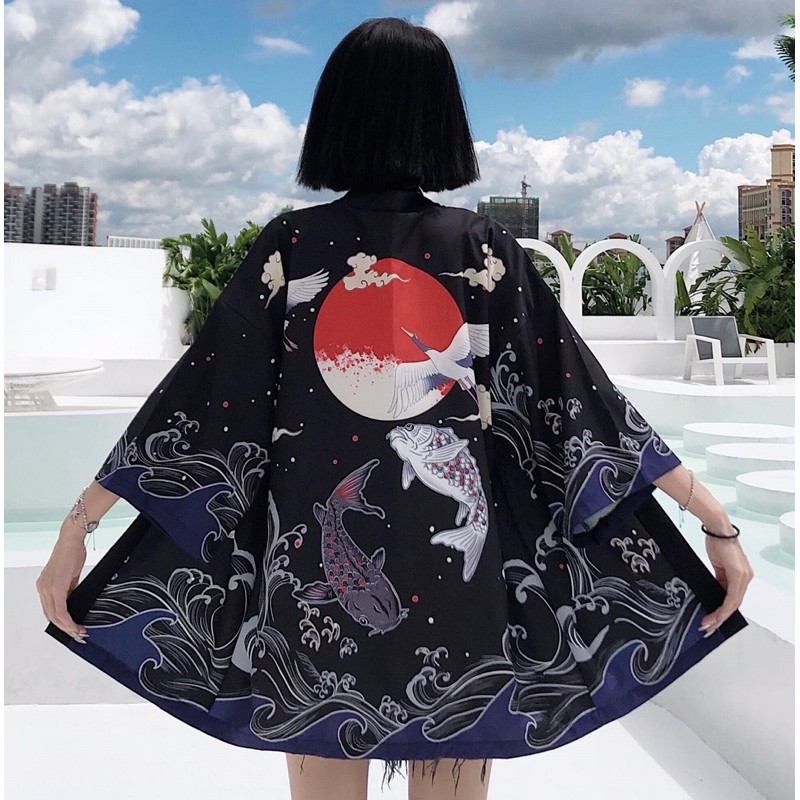 KIMONO IMPORT PRIA WANITA JEPANG HAORI HARAJUKU SABUK TALI LOOSE CARDINGAN SP1