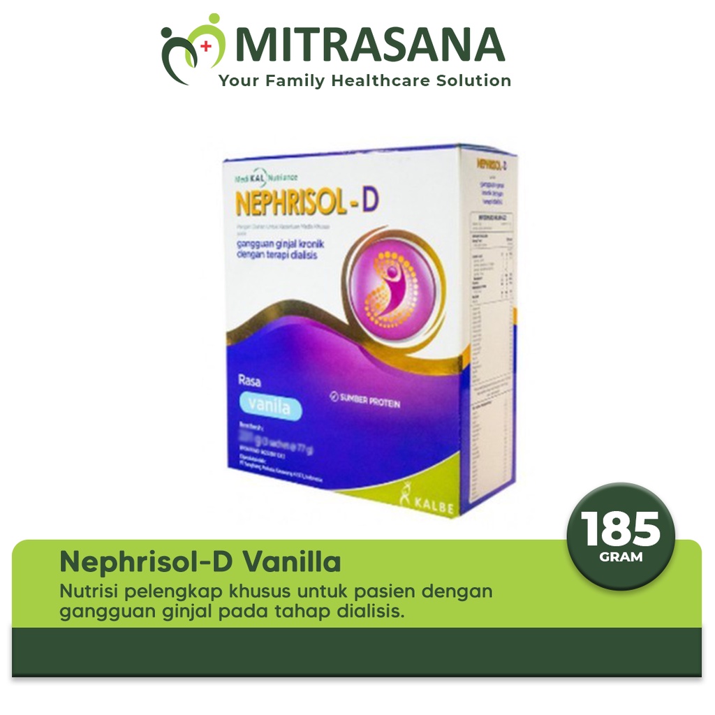

Nephrisol-D Vanilla/Cappucino 210 gram - Nutrisi Khusus Pasien Ginjal Kronik HD/CAPD