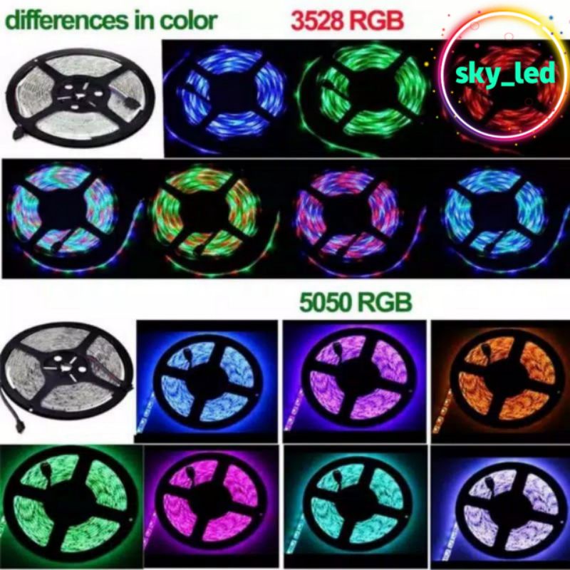 LAMPU LED  STRIP 5050 10m RGB REMOT SENSOR MUSIC  IP68 10M AC 220V + ADAPTOR + REMOTE 5050 (LAMPU TIKTOK)