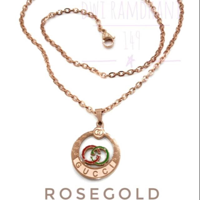 Kalung Titanium wanita Gucci Rosegold stainlessteel
