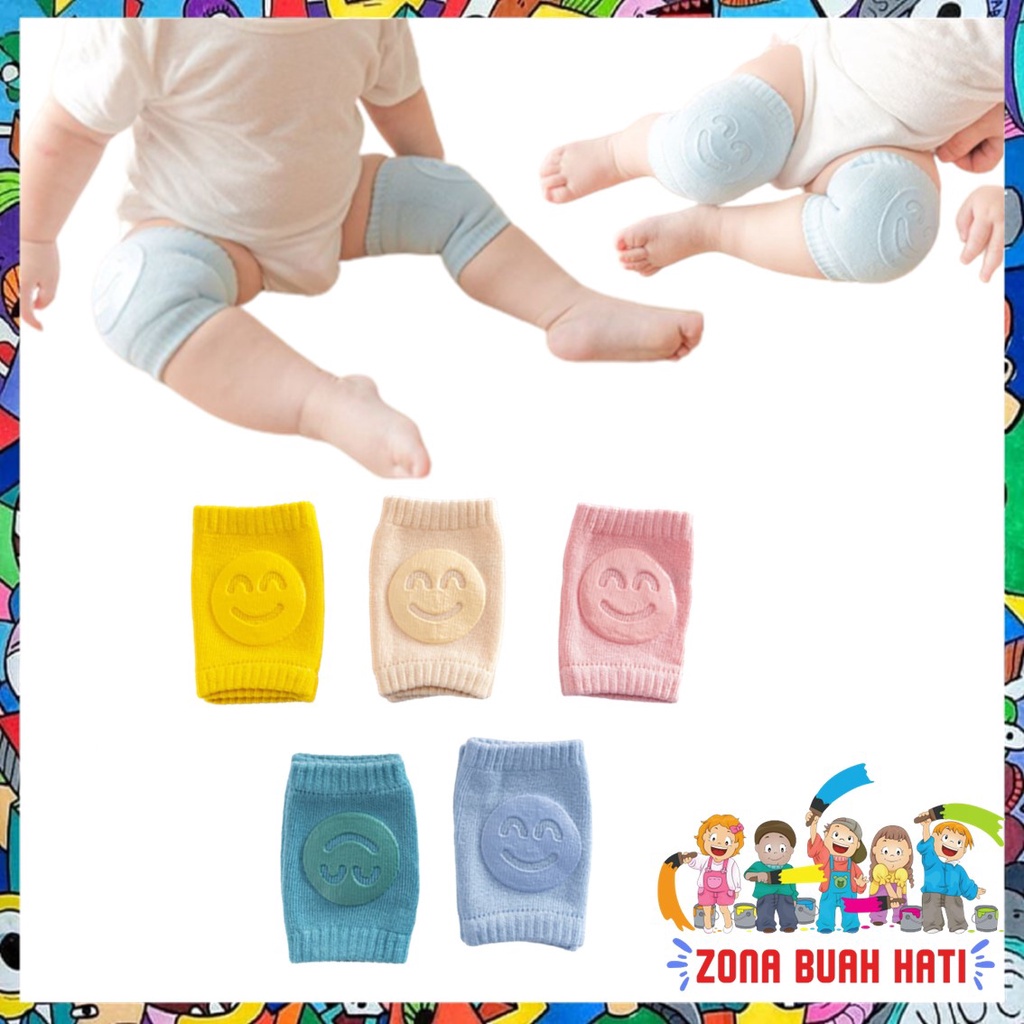 ZBH Pelindung Lutut Bayi Anti Slip Baby Kneepad Motif Smile Protector Baby Knee Pads Pelindung Lutut bayi Merangkak