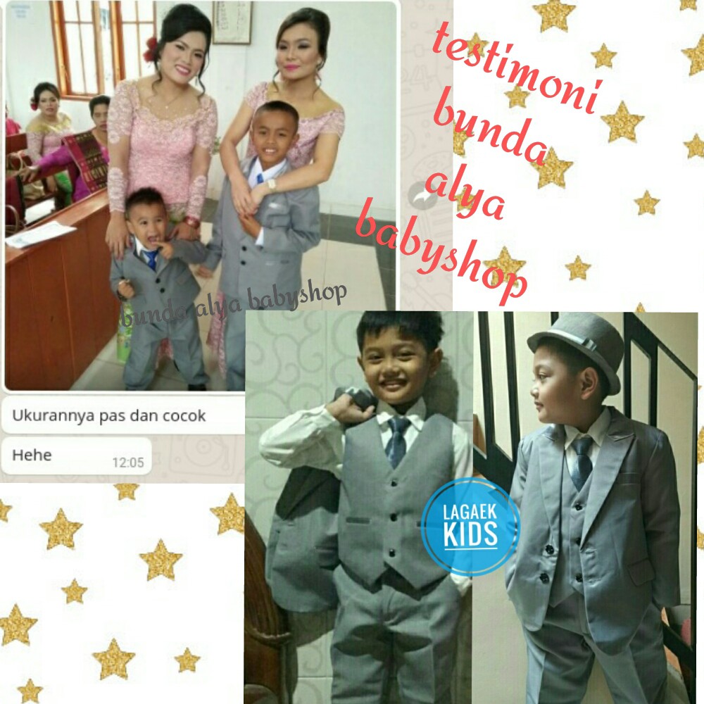 Setelan Jas Anak Laki-Laki Usia 1 2 3 4 5 6 7 8 9 10 Tahun Premium ABU 8in1- Setelan Pesta Anak Laki Resmi Jas Dasi Panjang Keren Casual