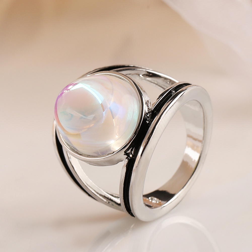 Hu Hu Hu Hu Hu Alat Bantu Pasang Kacamata♡ Cincin Batu Moonstone Imitasi Bentuk Oval Besar Aneka Warna Untuk Wanita