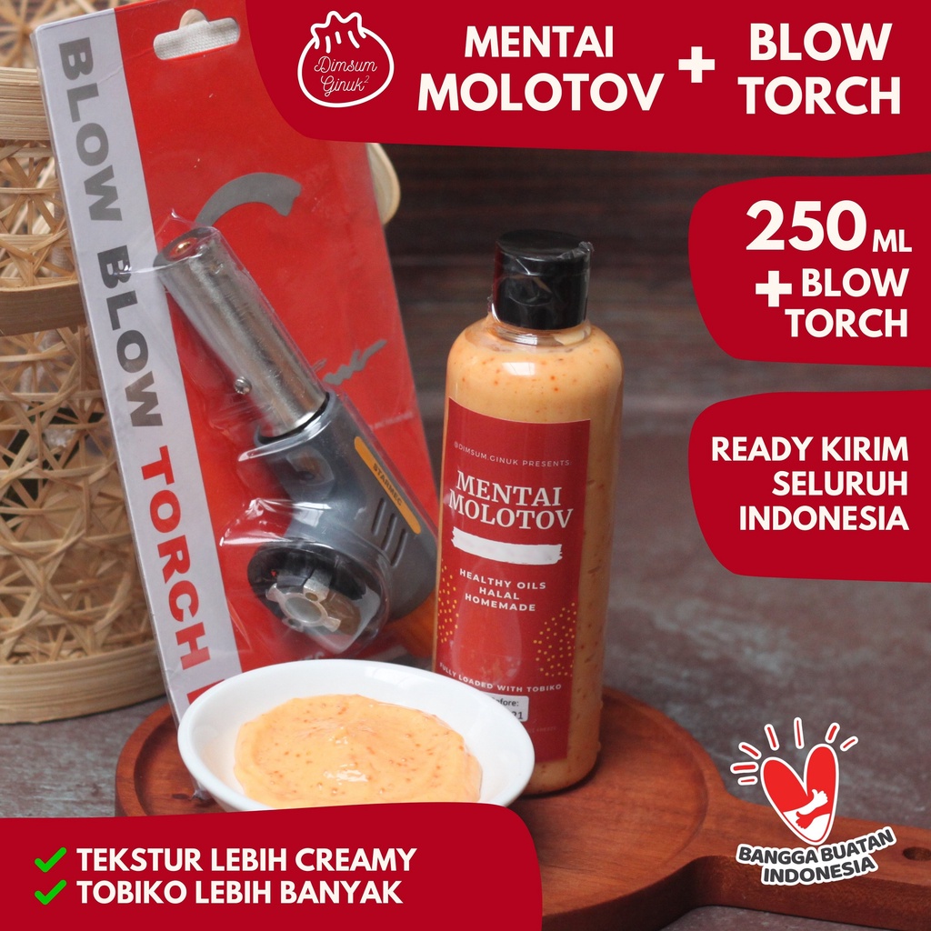 

Blow Gas Torch Saus Mentai Molotov Rice Salmon Dimsum Ginuk Kepala Saja