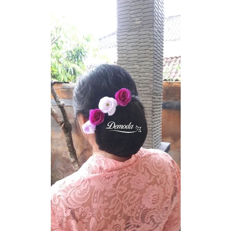 Semanggi Mawar Dua Warna/ semanggi sanggul bali / semanggi bunga palsu / hiasan rambut tulip / seman