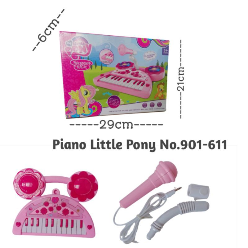 (FREE BATTERAI) MAINAN ALAT MUSIK PIANO MICROPHONE SUARA HEWAN BENTUK LUCU LITTLE PONY KUDA PONI