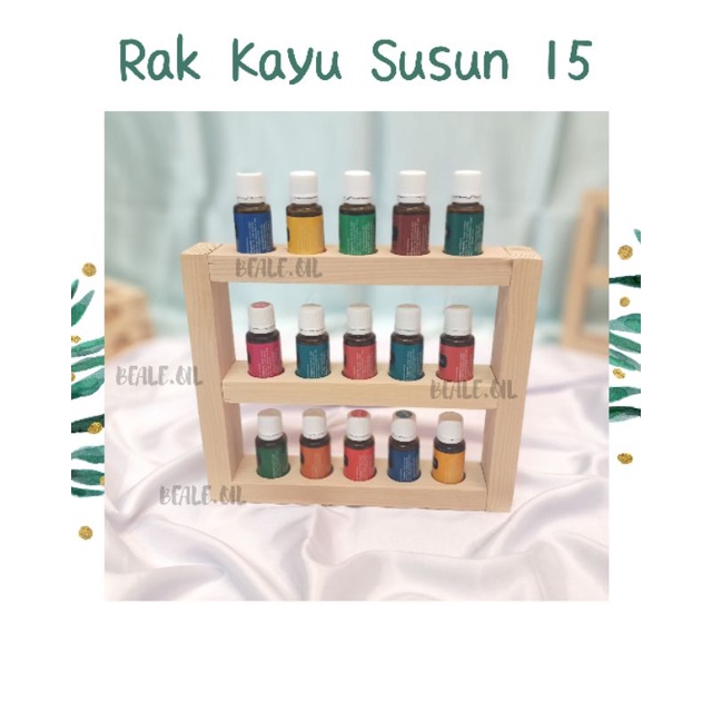 Rak Kayu Essential Oil Botol isi 15 Wooden Rack Oil Gantung Susun Tangga wooden rack oil