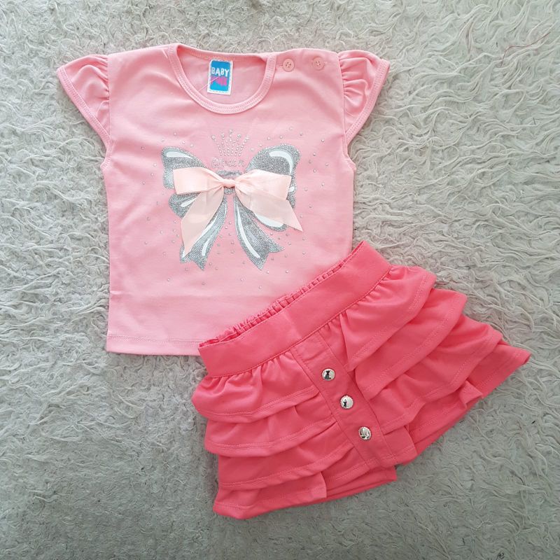 Setelan Bayi Ribbon ruffle skirt set