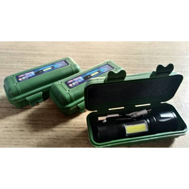 Senter mini zoom terang cas USB