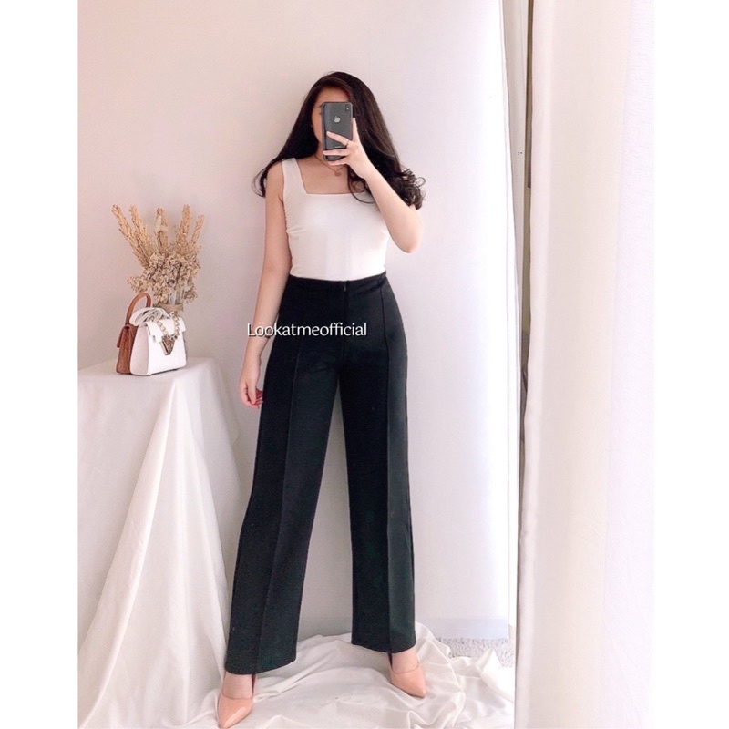 Lookatmeofficial • Celana Kulot Scuba Classy Highwaist Premium Cullote Pants