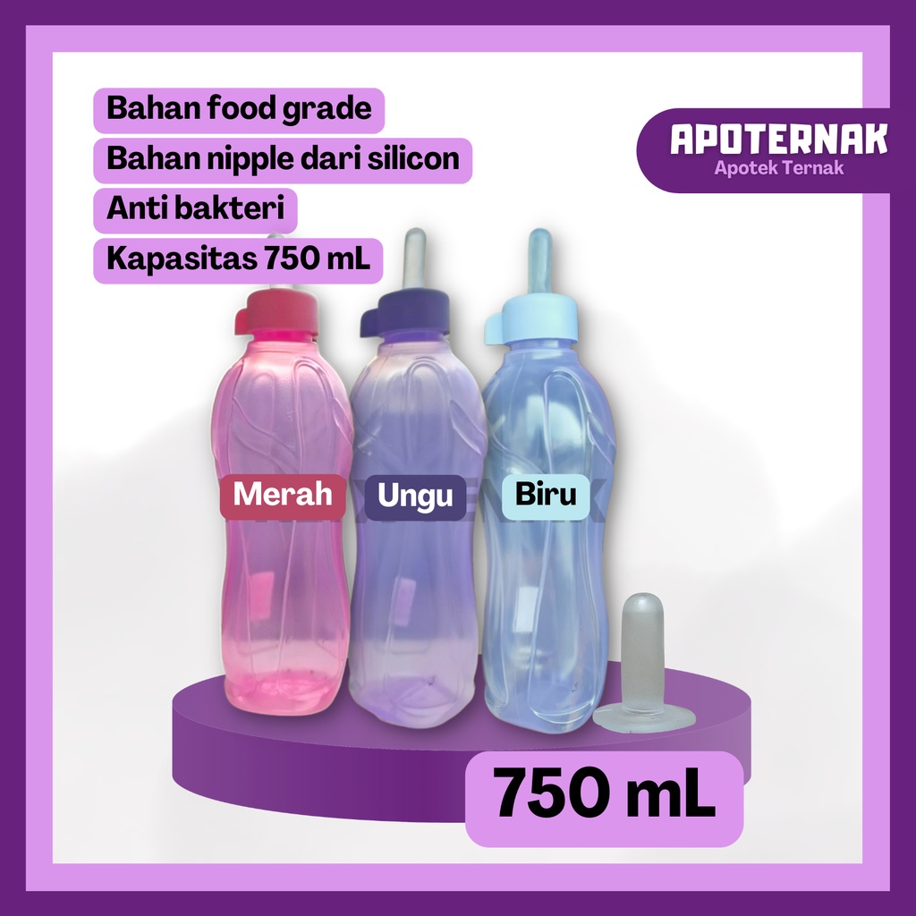 GROSIR Botol 750 mL + Dot Transparan DOT KAMBING SAPI KERBAU DOMBA KUDA  | Apoternak