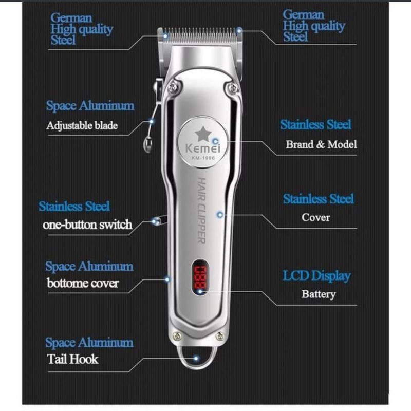 Alat Cukur Rambut Kemei KM-1996 // Rechargeable Hair Clipper // Cukuran Rambut / Hair Trimmer Shaver