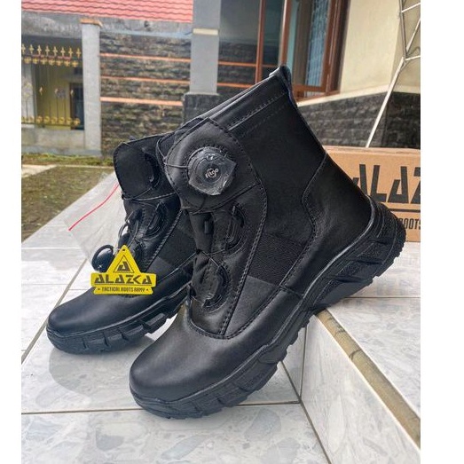 SEPATU PDH MIDTRACK TALI PUTAR FULL KULIT TERBARU SOL WB MEREK ALAZKA