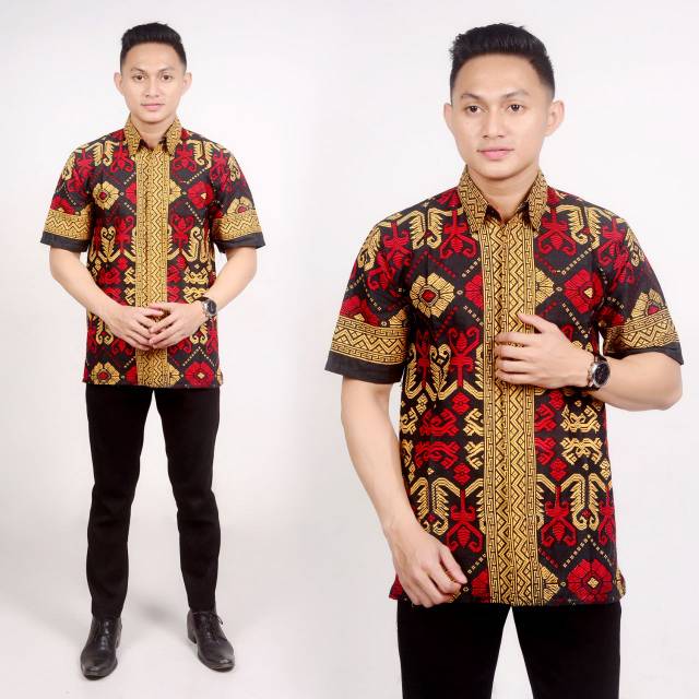 BSWART Batik HRB026 Kenongo Hem Pendek Padi Pekalongan M L XL Batik Pria MURAH Modern