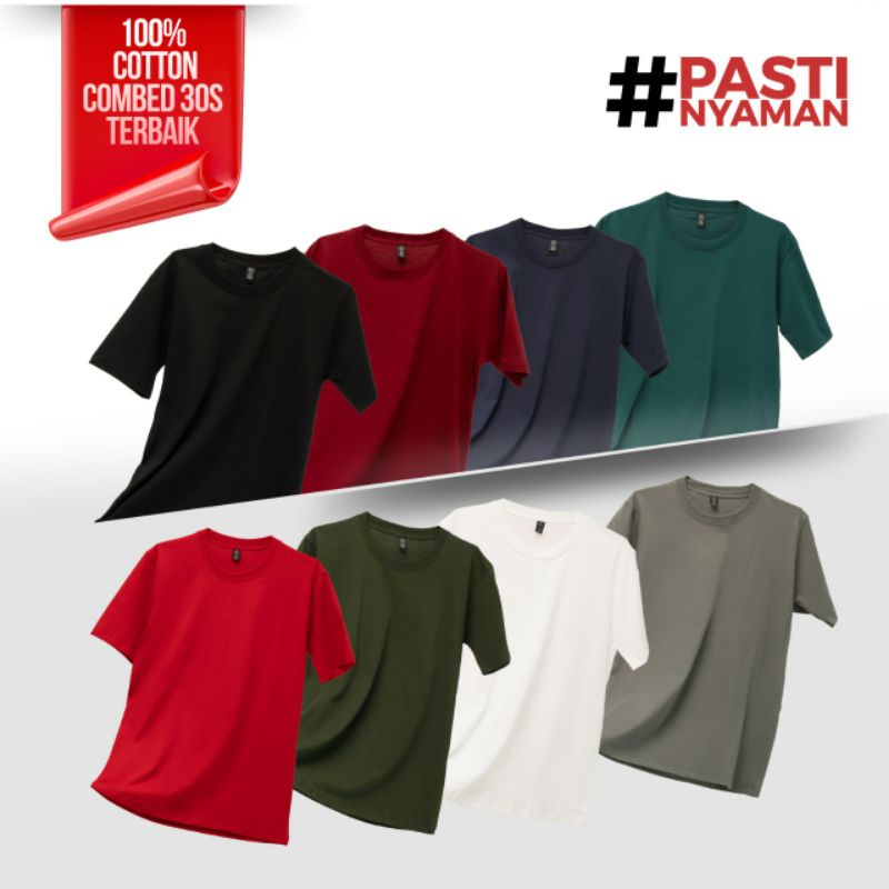 ( Paket 4 Kaos ) Polos 100% Cotton Combed 30S